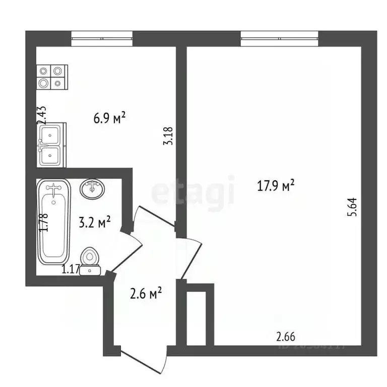 1-к кв. Севастополь ул. Героев Севастополя, 56 (30.6 м) - Фото 2