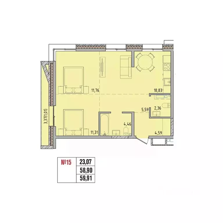 2-к кв. Иркутская область, Иркутский муниципальный округ, Маркова рп, ... - Фото 1