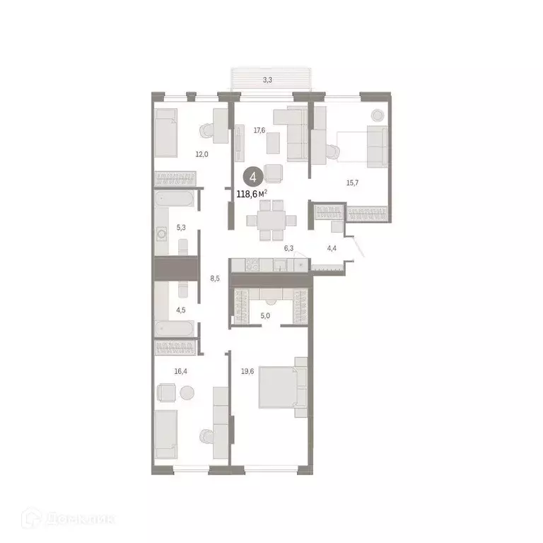 Продаётся 4-к квартира, 119.6 м - Фото 1