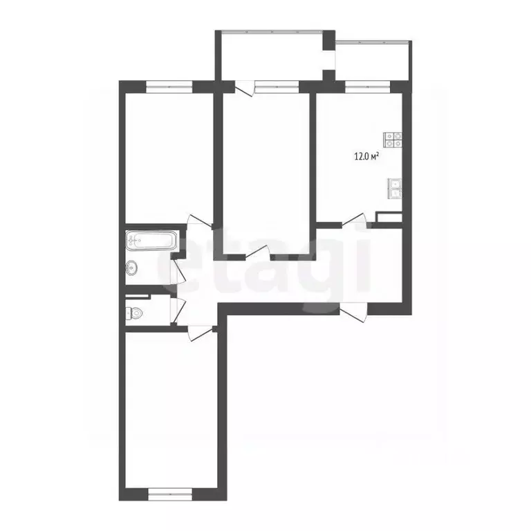 3-к кв. Тюменская область, Тюмень ул. Самарцева, 3 (87.1 м) - Фото 2
