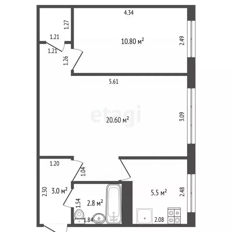 2-к кв. Чувашия, Чебоксары ул. Энтузиастов, 7 (44.2 м) - Фото 2