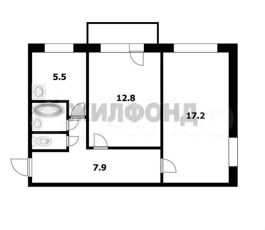 2-к. квартира, 47 м, 4/5 эт. - Фото 0