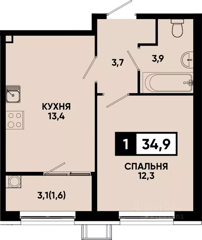 1-к кв. Ставропольский край, Кисловодск Моя Легенда жилой комплекс ... - Фото 1