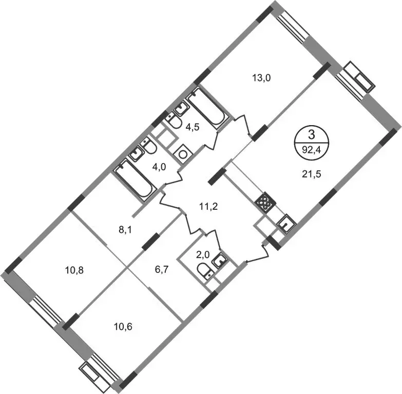 3-комнатная квартира: посёлок городского типа Заречье, жилой комплекс ... - Фото 1
