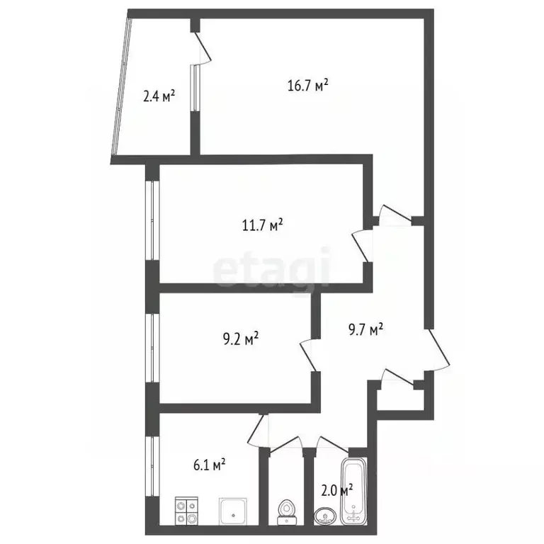 3-к кв. Москва Солнцевский просп., 5К2 (58.6 м) - Фото 2