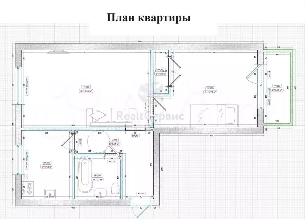 2-к. квартира, 44,8 м, 5/5 эт. - Фото 0