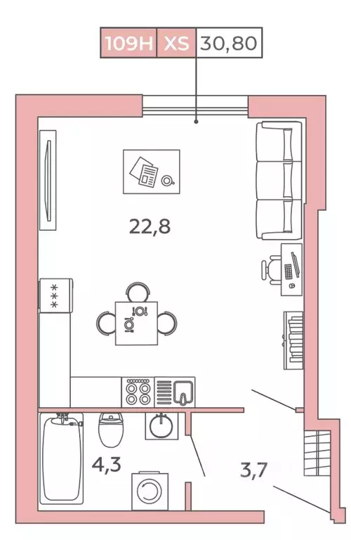 Студия Санкт-Петербург Московский просп., 71к3 (30.8 м) - Фото 1