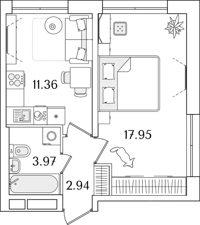 1-к кв. Санкт-Петербург Полюстрово тер.,  (36.22 м) - Фото 0