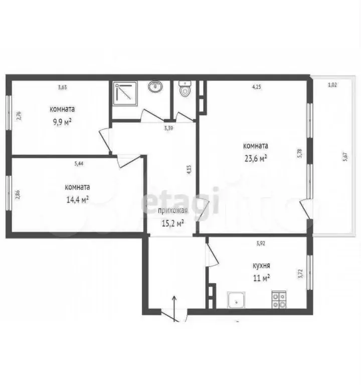 3-к кв. Свердловская область, Екатеринбург ул. Крестинского, 37к2 ... - Фото 1