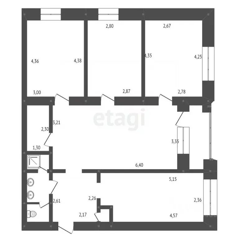 4-к кв. Амурская область, Белогорск Калининская ул., 57к2 (82.7 м) - Фото 1