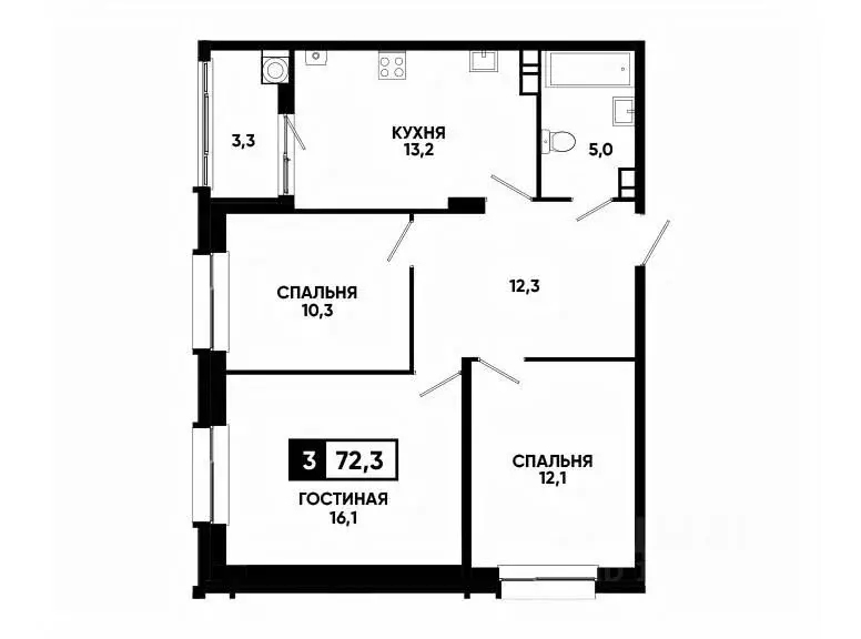3-к кв. Ставропольский край, Ставрополь ул. Андрея Голуба, 14к3 (72.3 ... - Фото 0