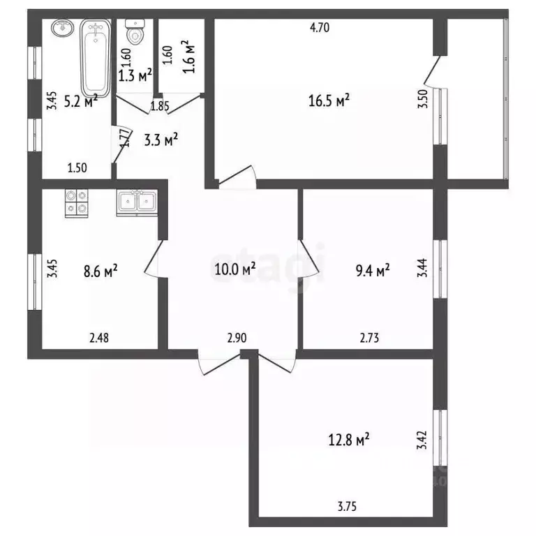 3-к кв. Ханты-Мансийский АО, Ханты-Мансийск ул. Шевченко, 22 (68.7 м) - Фото 1