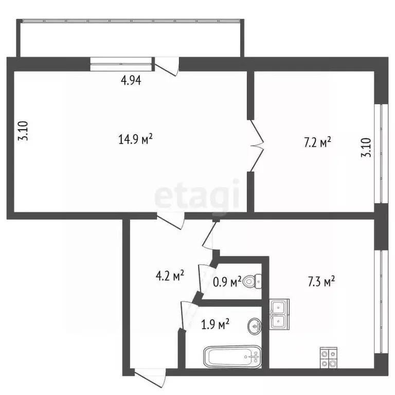 2-к кв. Санкт-Петербург просп. Науки, 75К2 (36.4 м) - Фото 1