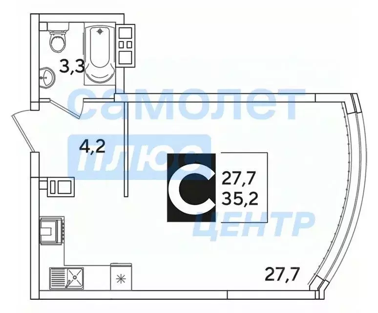 Студия Краснодарский край, Краснодар ул. Ивана Беличенко, 92к1 (36.0 ... - Фото 1