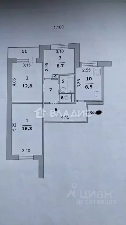 3-к кв. Белгородская область, Белгород ул. Шаландина, 7 (60.7 м) - Фото 2
