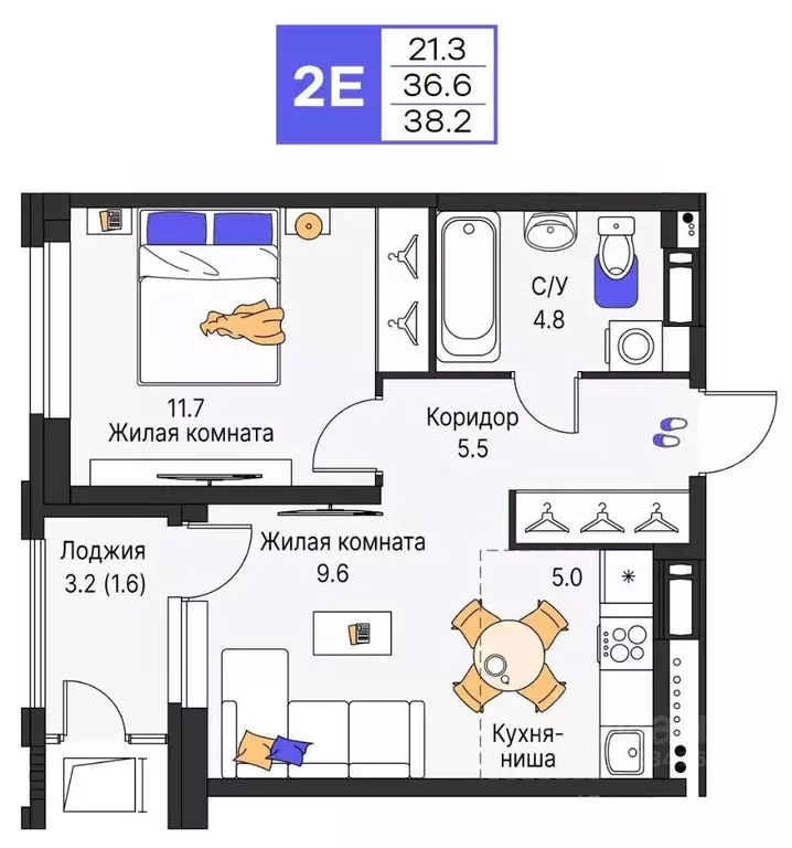 2-к кв. Пермский край, Пермь ул. Карла Модераха, 7 (38.2 м) - Фото 1