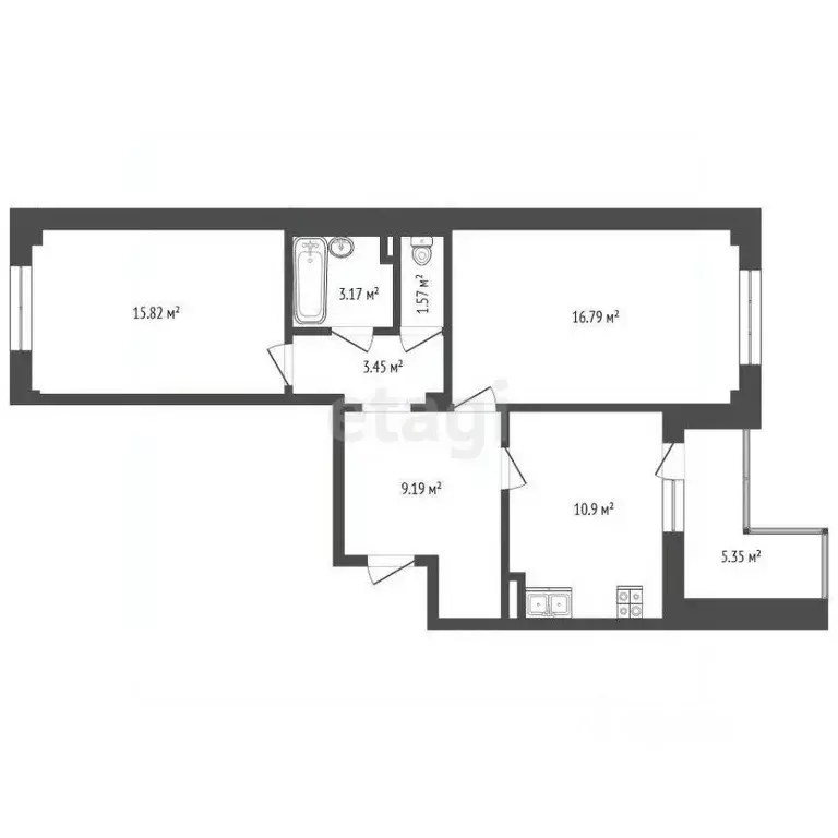 2-к кв. Псковская область, Псковский район, Завеличенская волость, д. ... - Фото 1