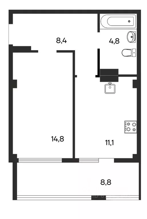 1-к кв. Крым, Бахчисарай ул. Мира, 22 (47.9 м) - Фото 0