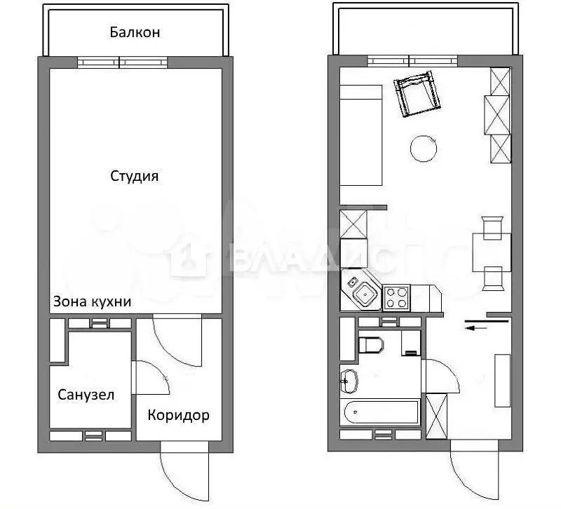 Квартира-студия, 22,4 м, 9/18 эт. - Фото 0