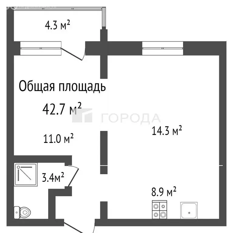 2-комнатная квартира: Барнаул, Северо-Западная улица, 15к1 (42.7 м) - Фото 0