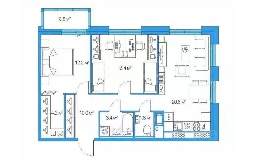 2-к кв. Санкт-Петербург просп. Героев, 31 (68.0 м) - Фото 2