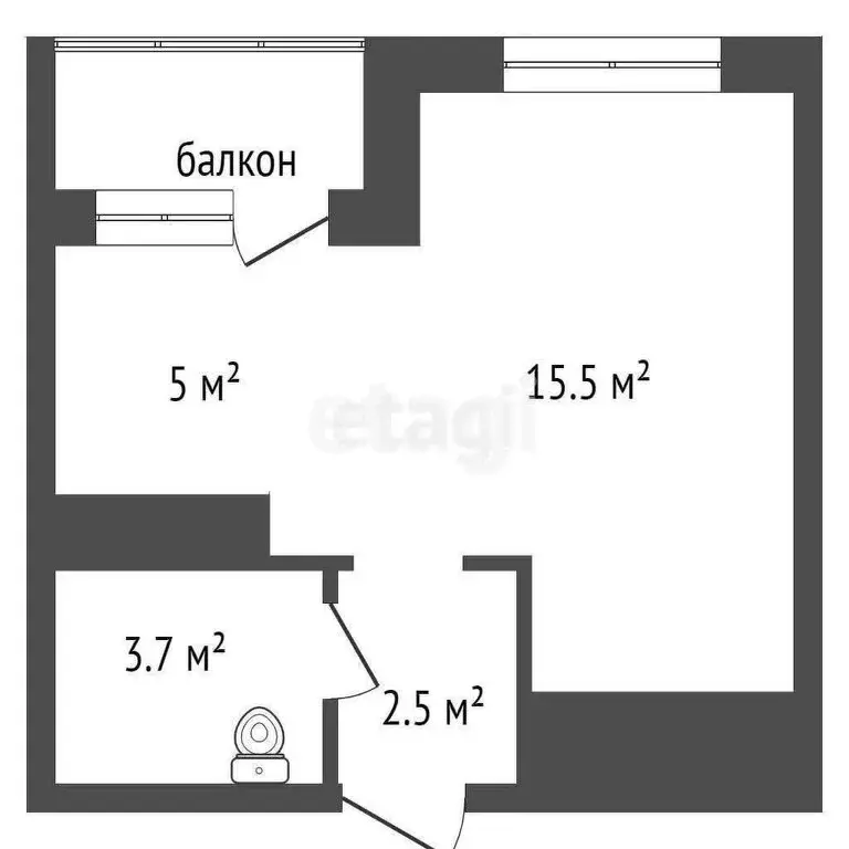 Квартира-студия: Красноярск, улица Кутузова, 2 (29.6 м) - Фото 0