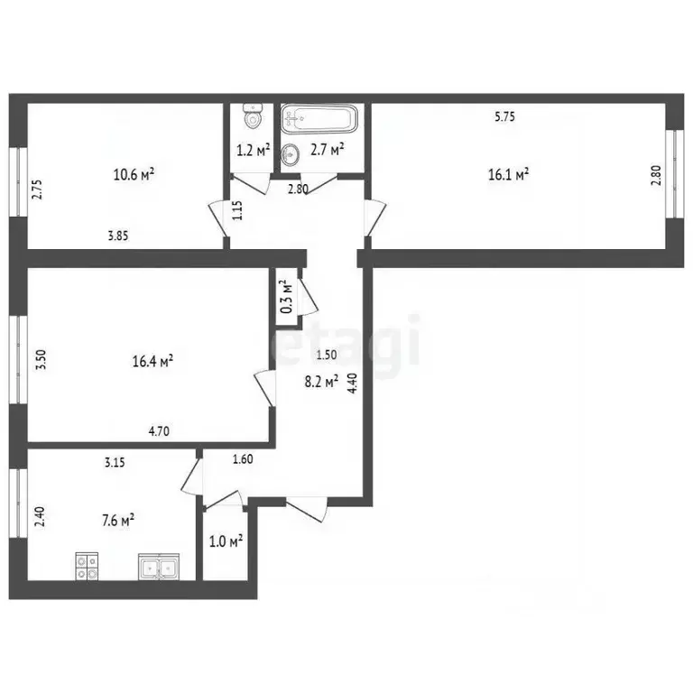 3-к кв. Хабаровский край, Комсомольск-на-Амуре просп. Первостроителей, ... - Фото 2