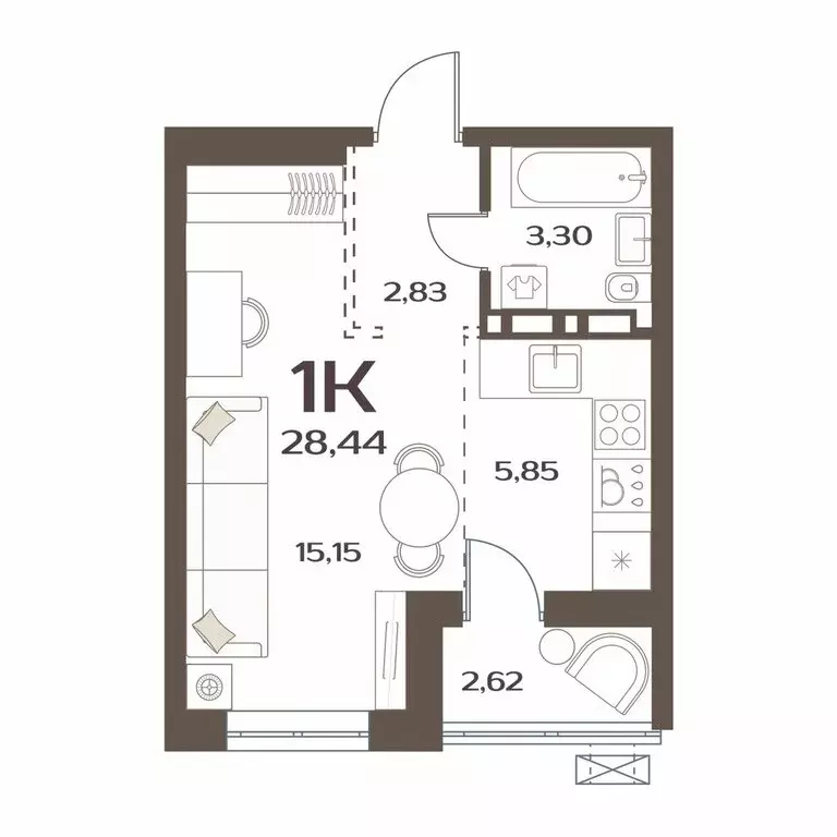 1-комнатная квартира: Владивосток, улица Коммунаров, 15к4 (27.2 м) - Фото 1