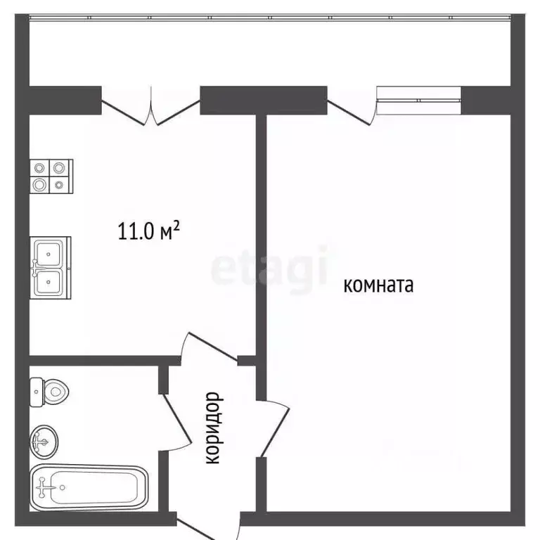 1-к кв. Коми, Усинск Молодежная ул., 3 (38.8 м) - Фото 1