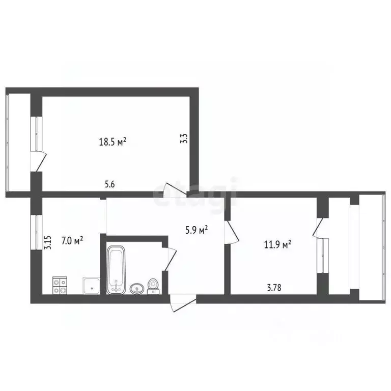 2-к кв. Крым, Бахчисарайский район, Куйбышево пгт ул. Родниковая, 49 ... - Фото 2