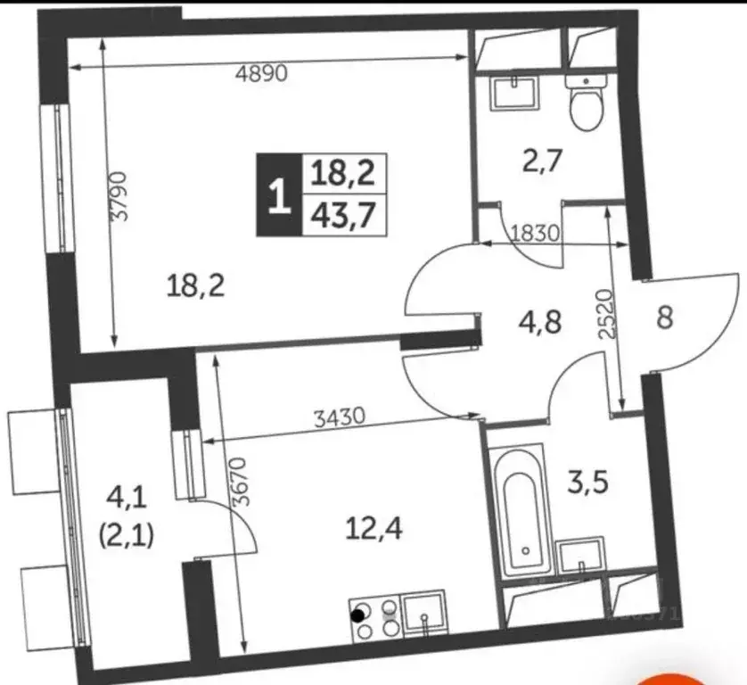 1-к кв. Московская область, Ленинский городской округ, пос. Развилка ... - Фото 2