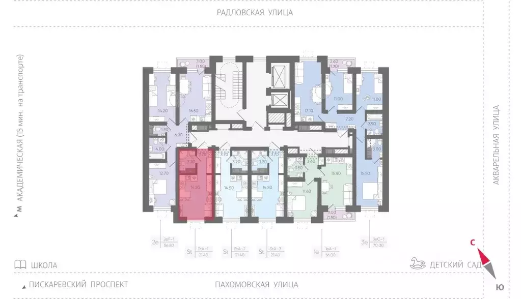 Студия Санкт-Петербург ул. Радловская (21.4 м) - Фото 1