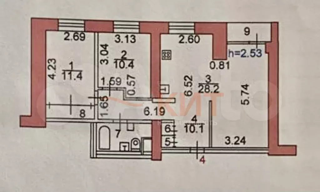 3-к. квартира, 67 м, 2/9 эт. - Фото 0