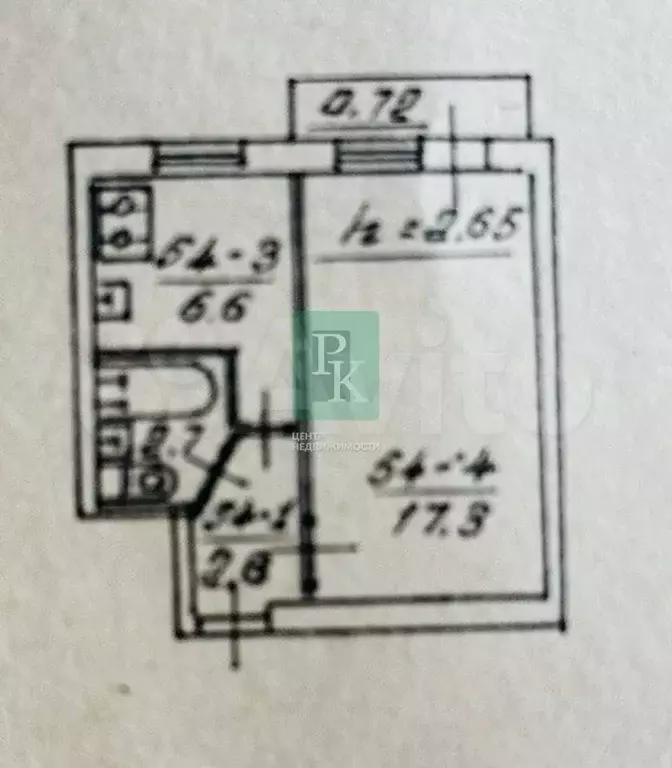 1-к. квартира, 30 м, 4/5 эт. - Фото 0