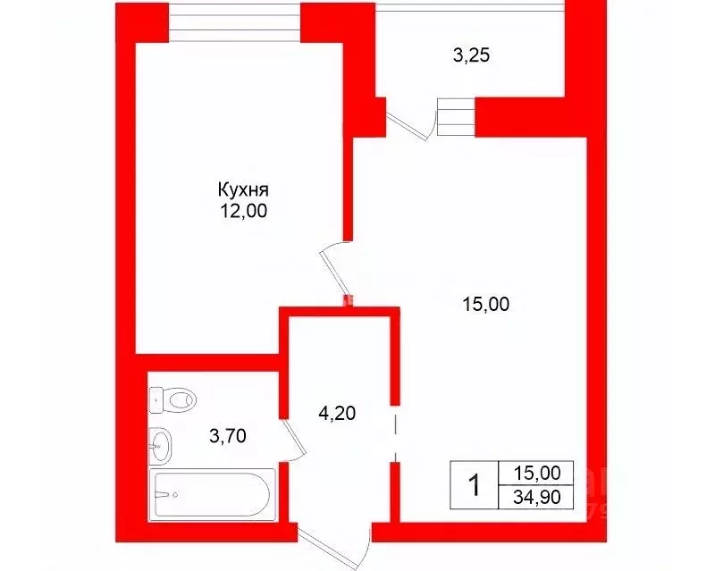 1-к кв. Ленинградская область, Мурино Всеволожский район, ул. Шоссе в ... - Фото 2