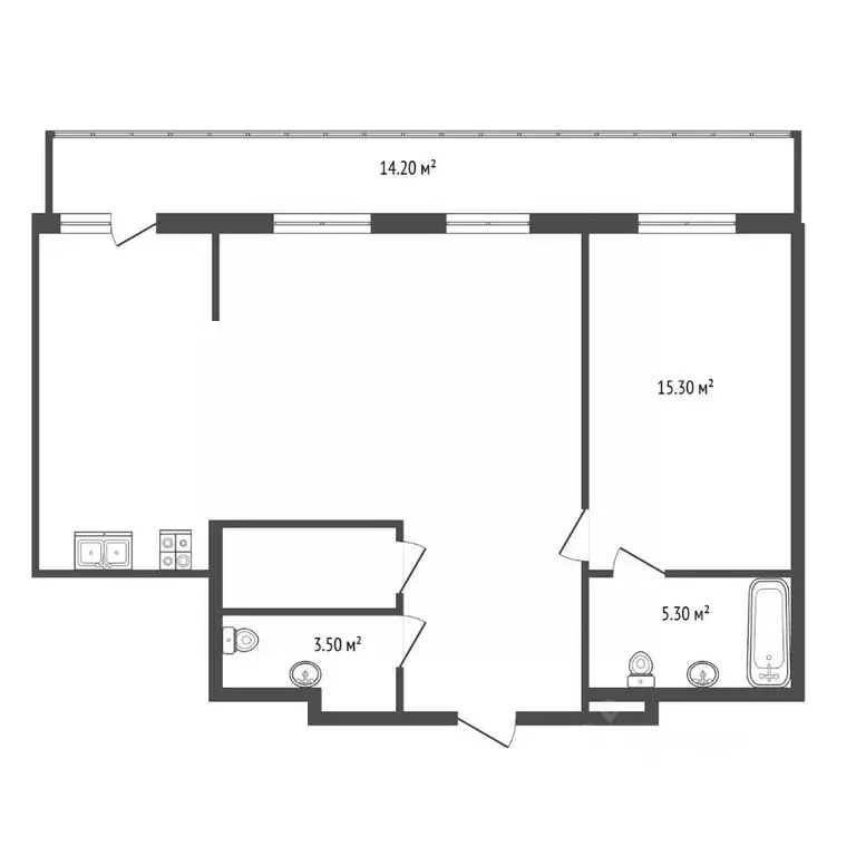 2-к кв. Санкт-Петербург Парашютная ул., 34 (71.5 м) - Фото 2