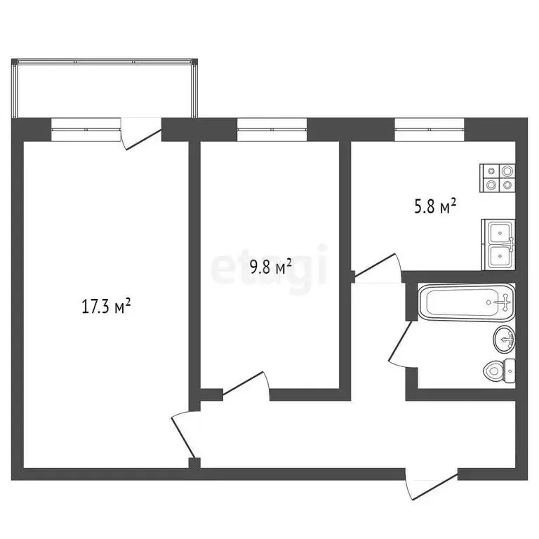2-комнатная квартира: Самара, проспект Кирова, 254 (42.3 м) - Фото 1