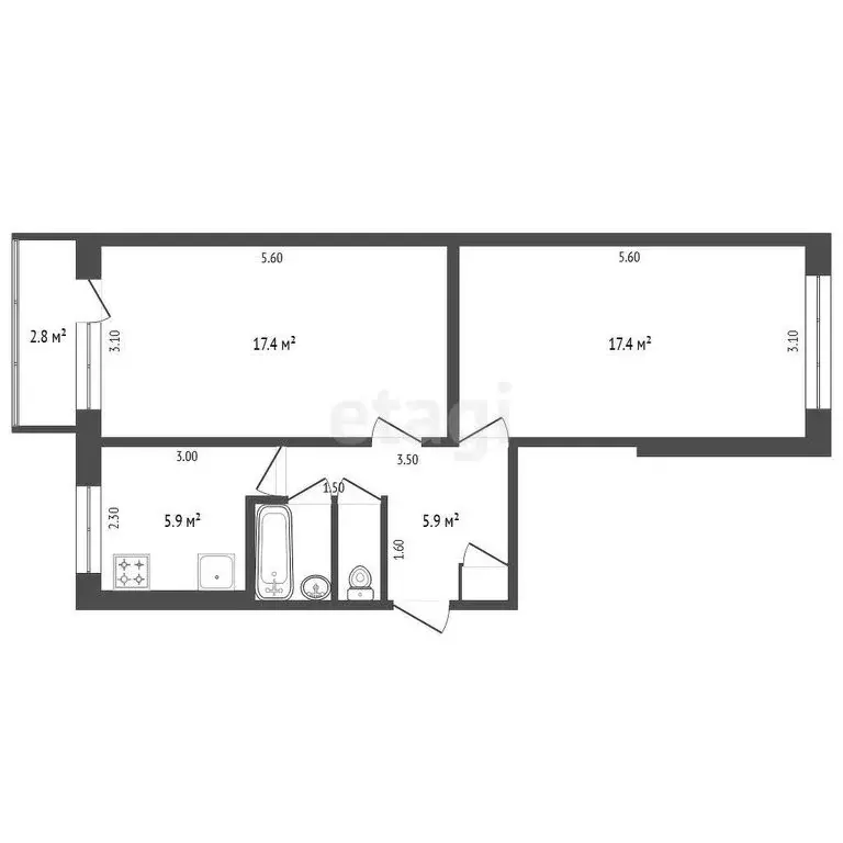 2-комнатная квартира: Выкса, Юбилейный микрорайон, 77 (50 м) - Фото 0