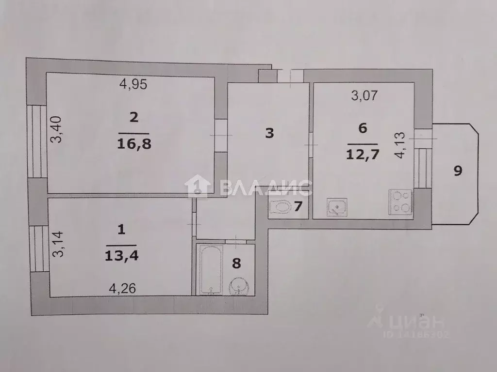 2-к кв. Белгородская область, Белгород ул. Белгородского полка, 49а ... - Фото 2
