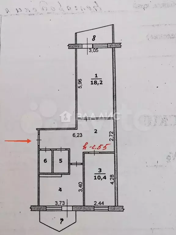 2-к. квартира, 60,2 м, 4/5 эт. - Фото 0