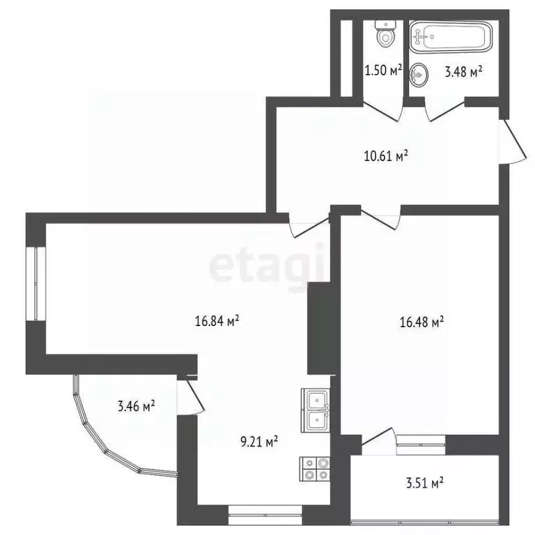 2-к кв. Калужская область, Калуга ул. Минская, 23к1 (65.09 м) - Фото 2
