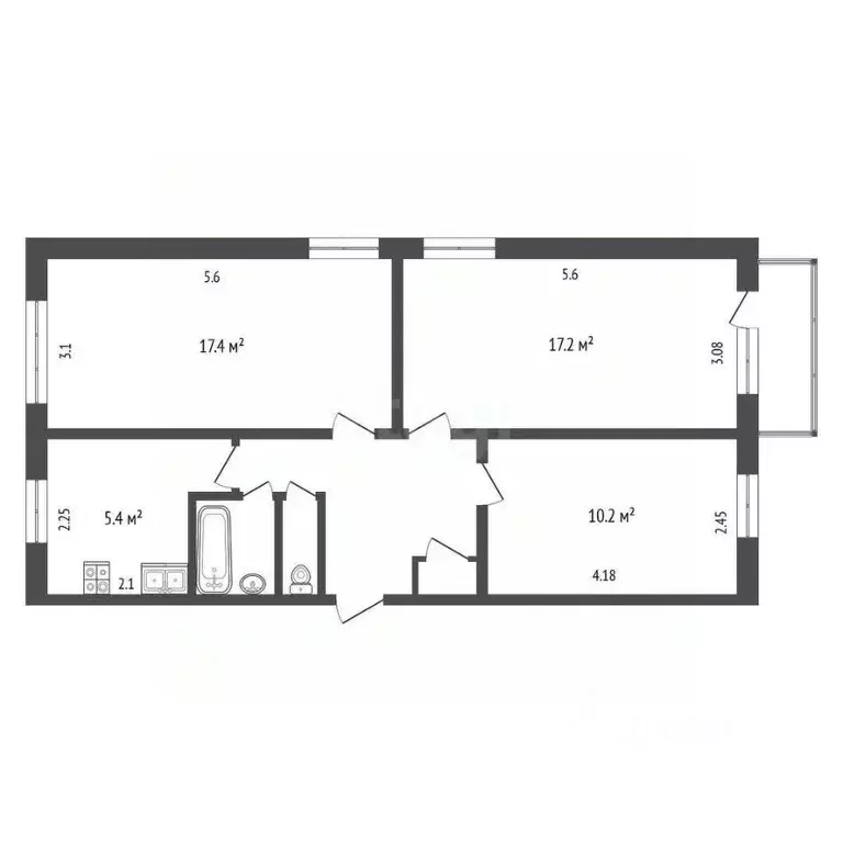 3-к кв. Томская область, Томск тракт Иркутский, 196 (63.0 м) - Фото 0