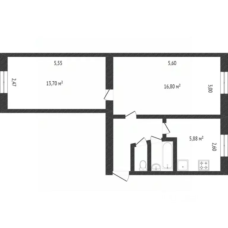 2-к кв. Белгородская область, Шебекино Московская ул., 5 (43.0 м) - Фото 1