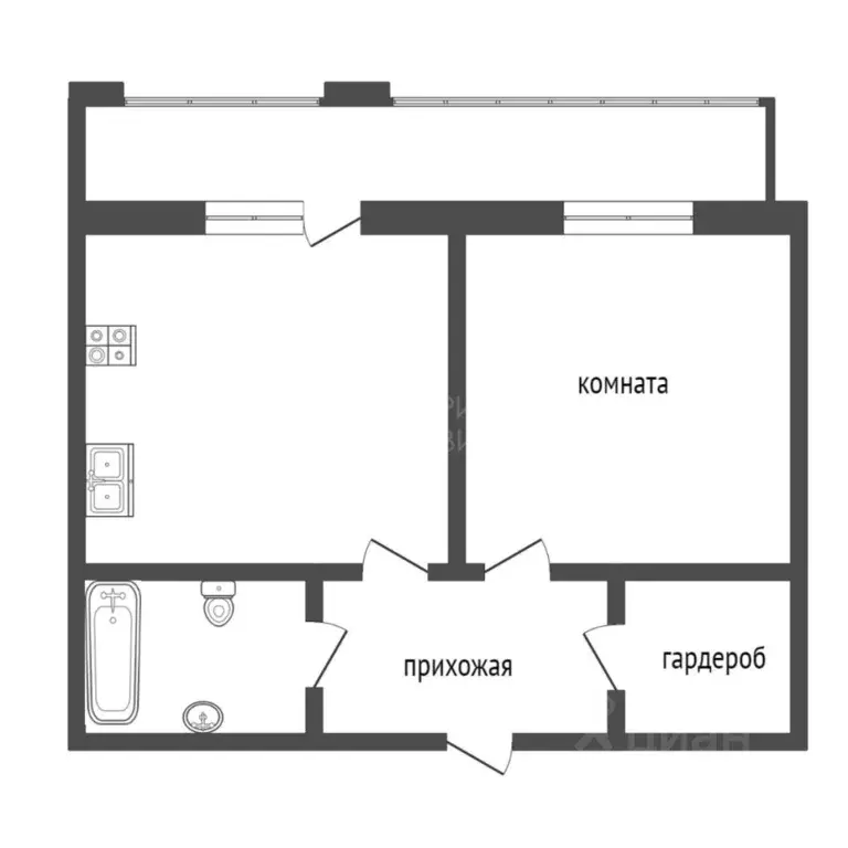 1-к кв. Тюменская область, Тюмень ул. Андрея Бушуева, 2 (34.4 м) - Фото 2