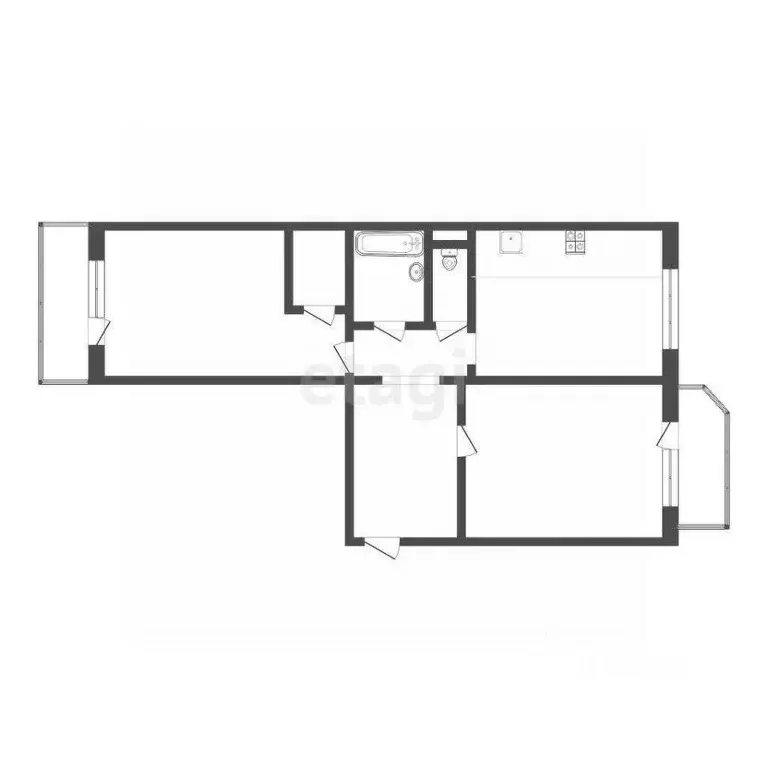 2-к кв. Тюменская область, Тюмень ул. Пермякова, 76к3 (67.0 м) - Фото 2