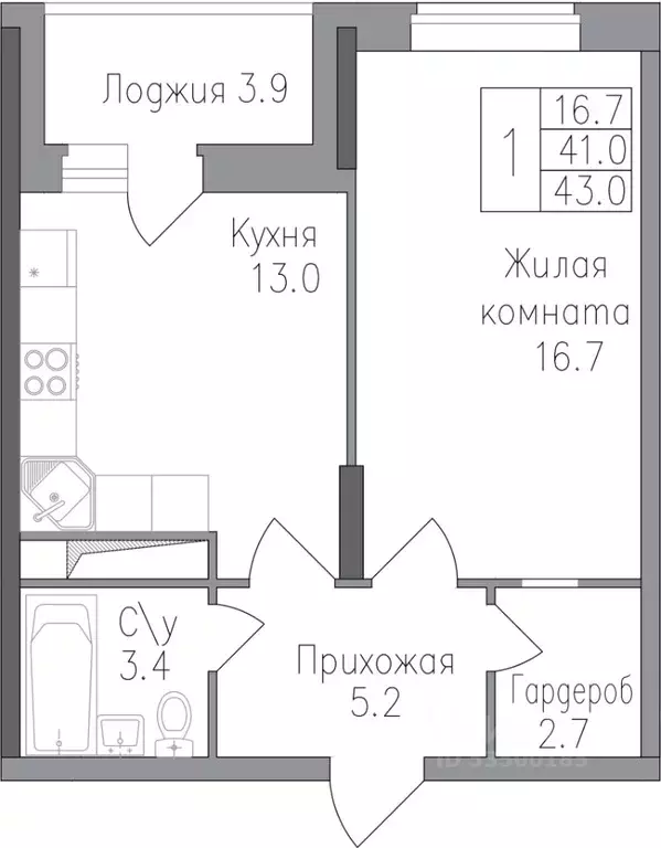 1-к кв. Липецкая область, Липецк Поколение жилой комплекс (43.0 м) - Фото 0