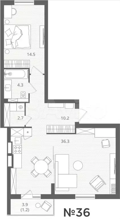 2-к. квартира, 71,9 м, 2/7 эт. - Фото 1