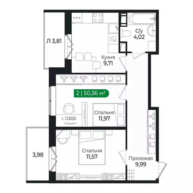 2-к кв. Ленинградская область, Сертолово Всеволожский район, ... - Фото 1