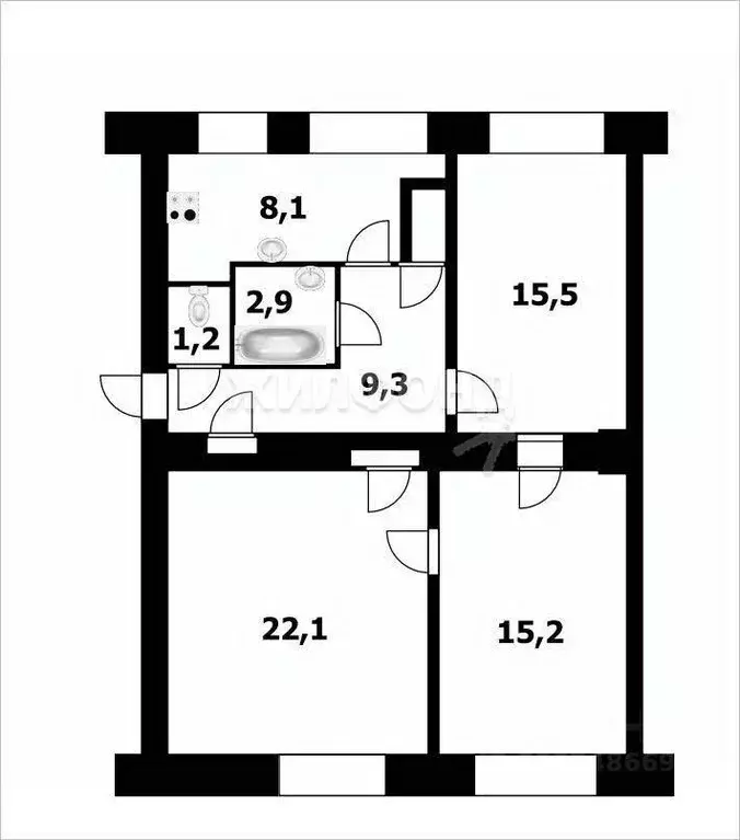 3-к кв. Новосибирская область, Новосибирск Советская ул., 10 (76.7 м) - Фото 0