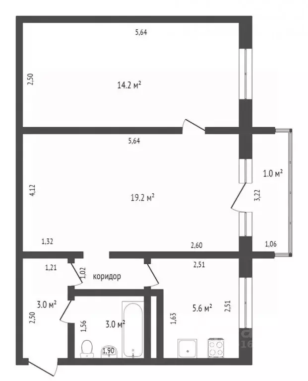 2-к кв. Калининградская область, Калининград Молдавская ул., 4 (44.0 ... - Фото 2